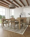 Macy's Davie Rectangular 7pc Dining Set (table, 4 Ladder Side Chair & 2 Upholstered Chairs) In Brown