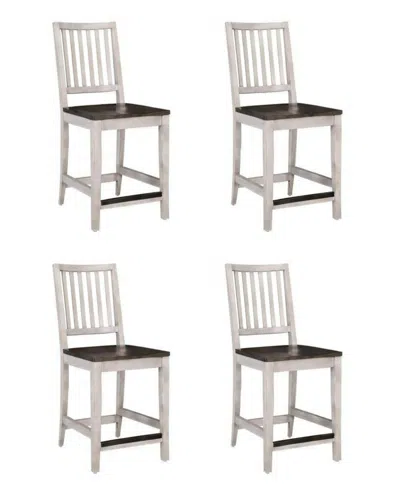 Macy's Dawnwood 4-piece Wood Counter Side Chair Set In White