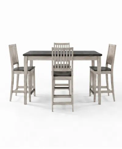 Macy's Dawnwood 5-piece Wood Counter Height Dining Table And Side Chair Set In Gray