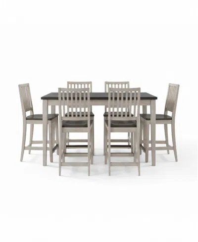 Macy's Dawnwood 7-piece Wood Counter Height Dining Table And Side Chair Set In Multi