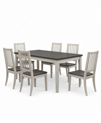 Macy's Dawnwood 7-piece Wood Dining Table And Side Chair Set In Gray