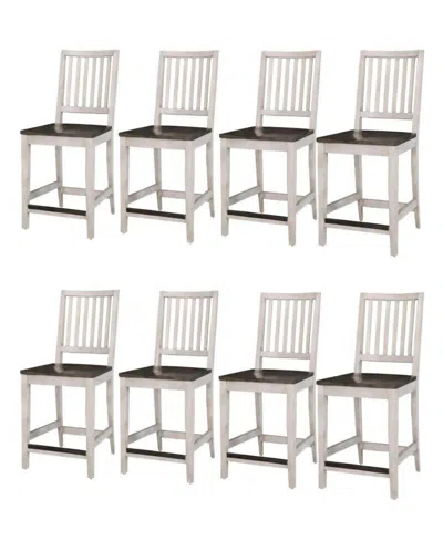 Macy's Dawnwood 8-piece Wood Counter Side Chair Set In White