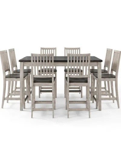 Macy's Dawnwood 9-piece Wood Counter Height Dining Table And Side Chair Set In Neutral