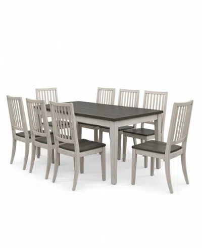 Macy's Dawnwood 9-piece Wood Dining Table And Side Chair Set In Gray