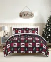 Macy's Deer Check Reversible Microfiber 3-piece Comforter Set In Red