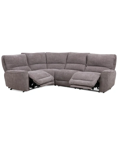 Macy's Deklyn 116" 4-pc. Zero Gravity Fabric Sectional With 2 Power Recliners, Created For  In Brown