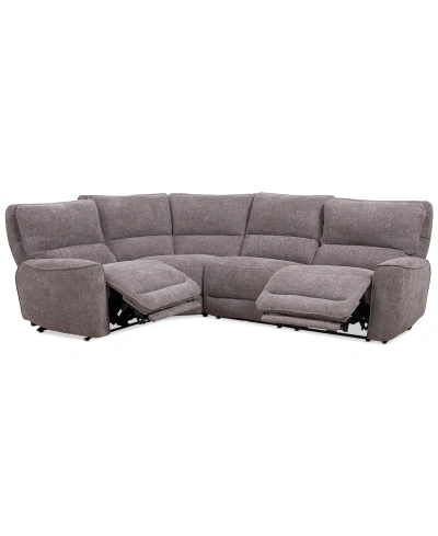 Macy's Closeout! Deklyn 116" 4-pc. Zero Gravity Fabric Sectional With 2 Power Recliners, Created For  In Brown
