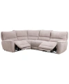 Macy's Closeout! Deklyn 129" 6-pc. Zero Gravity Fabric Sectional With 2 Power Recliners & 2 Consoles, Creat In Cobblestone