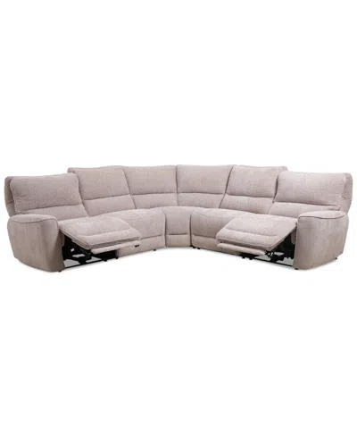 Macy's Closeout! Deklyn 116" 5-pc. Zero Gravity Fabric Sectional With 2 Power Recliners, Created For  In Cobblestone