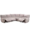 Macy's Closeout! Deklyn 116" 5-pc. Zero Gravity Fabric Sectional With 3 Power Recliners, Created For  In Cobblestone