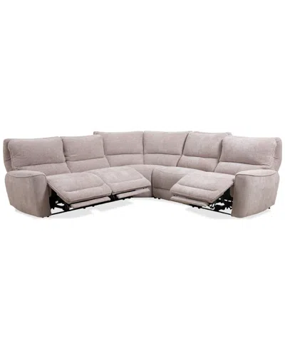 Macy's Closeout! Deklyn 116" 5-pc. Zero Gravity Fabric Sectional With 3 Power Recliners, Created For  In Cobblestone