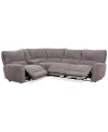 Macy's Closeout! Deklyn 116" 5-pc. Zero Gravity Fabric Sectional With 3 Power Recliners & 1 Console, Create In Cobblestone