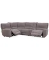 Macy's Closeout! Deklyn 129" 5-pc. Zero Gravity Fabric Sectional With 2 Power Recliners & 1 Console, Create In Brown