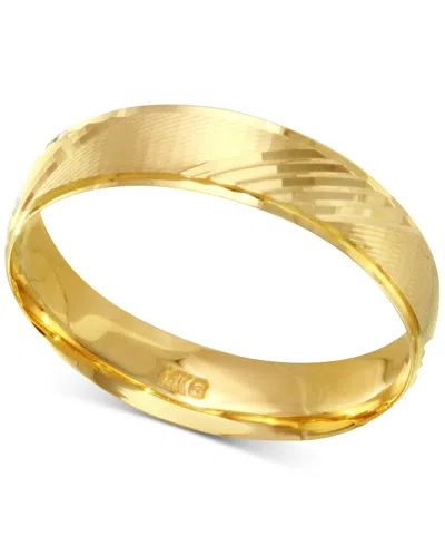 Macy's Diagonal Textured Wedding Band In 14k Gold