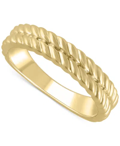 Macy's Diagonally Textured Double Row Wedding Band In 14k Gold In Yellow Gold