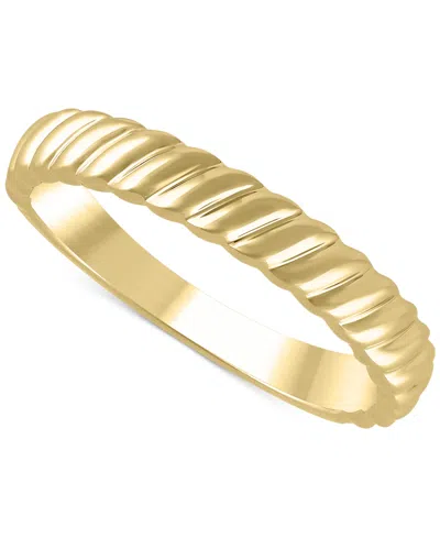 Macy's Diagonally Textured Polished Wedding Band In 14k Gold In Yellow Gold