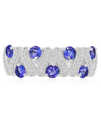 Macy's Diamond (0.144 Ct. T.w.) And Tanzanite (0.84 Ct. T.w.) Ring In Sterling Silver In Rhodium