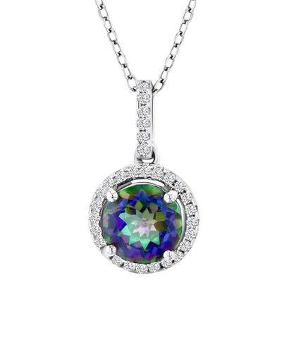 Macy's Diamond (0.15 Ct. T.w.) And Mystic Green Halo Necklace In Orange