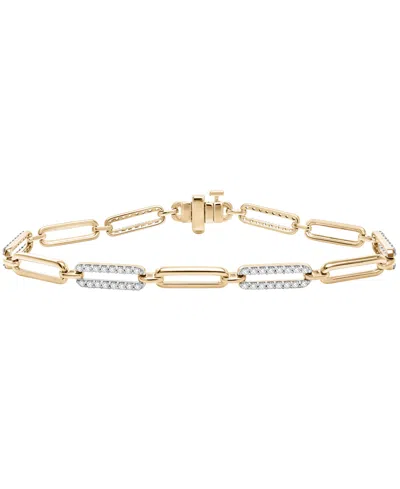 Macy's Diamond (1 Ct. T.w.) Bracelet In 14k Yellow Gold Over Sterling Silver In Gold-plated Sterling Silver