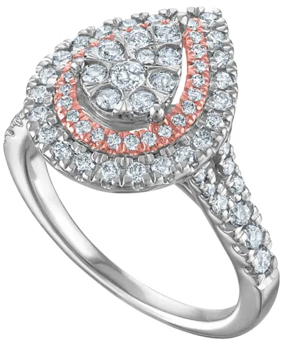 Macy's Diamond (1 Ct. T.w.) Bridal Ring In 14k Two-tone Gold In 14k Two Tone