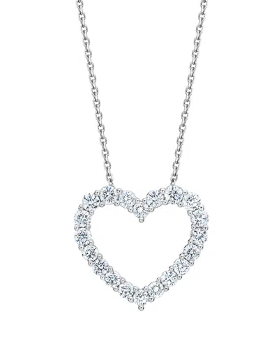 Macy's Diamond (1 Ct. T.w.) Heart Pendant Necklace In 14k White Gold In Brown