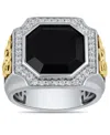 Macy's Diamond (1/2 Ct. T.w.) And Black Onyx (4.90 Ct. T.w.) Ring In Yellow Gold Plated Sterling Silver In Metallic