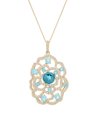 Macy's Diamond (1/2 Ct. T.w.) Pendant Necklace In 14k Yellow Gold In Blue