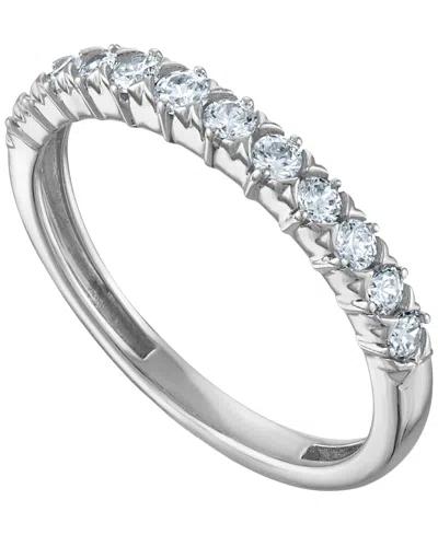 Macy's Diamond (1/2 Ct. T.w.) Wedding Band Ring In 14k White Gold In Silver