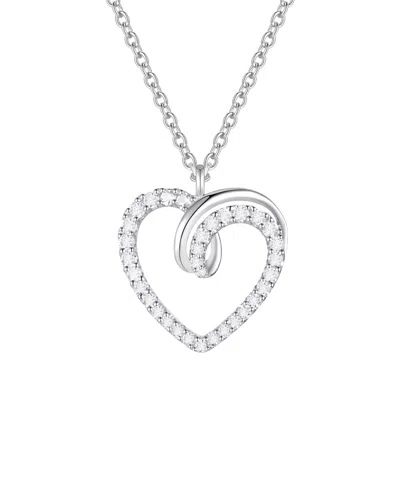 Macy's Diamond (1/3 Ct. T.w.) Heart Pendant Necklace In 10k White Gold In Neutral