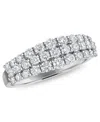 Macy's Diamond 3-row Band Ring (1 Ct. T.w.) In 14k White Gold In Silver