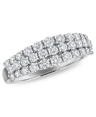 Macy's Diamond 3-row Band Ring (1 Ct. T.w.) In 14k White Gold In Silver