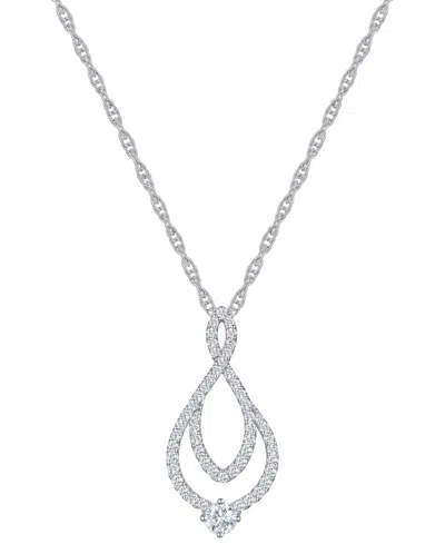 Macy's Diamond Abstract Swirl 18" Pendant Necklace (1/2 Ct. T.w.) In 10k White Gold