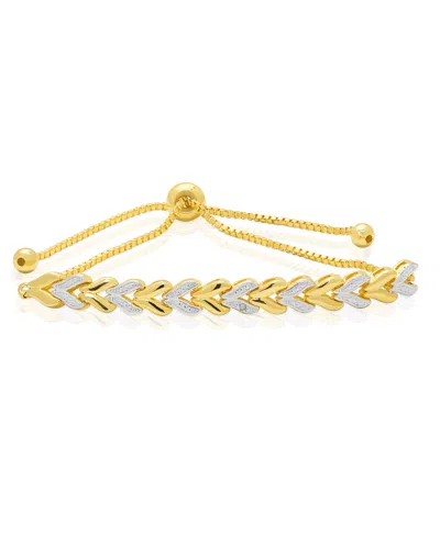 Macy's Diamond Accent 0.005 Ct. T. W. Chevron Link Adjustable Bolo Bracelet In Gold