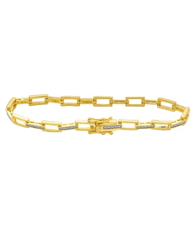 Macy's Diamond Accent 0.005 Ct. T. W. Rectangular Link Bracelet In Gold
