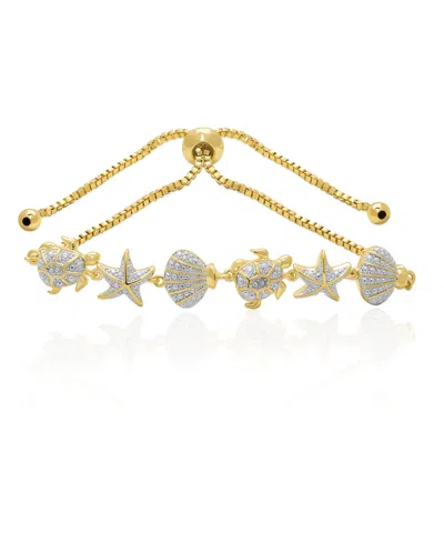 Macy's Diamond Accent 0.005 Ct. T. W. Sealife Adjustable Bolo Bracelet In Gold