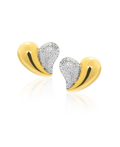 Macy's Diamond Accent 0.01 Ct. T. W. Heart Link Hoop Earrings In Gold