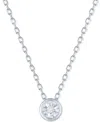 Macy's Diamond Accent Bezel Pendant Necklace In Sterling Silver Or 14k Gold-plated Sterling Silver, 16" + 2 In Sterling Silver