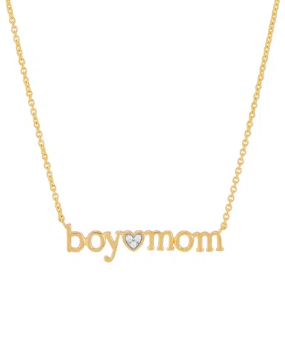 Macy's Diamond Accent Boy Mom Pendant Necklace In Sterling Silver Or 14k Gold-plated Sterling Silver, 16" +