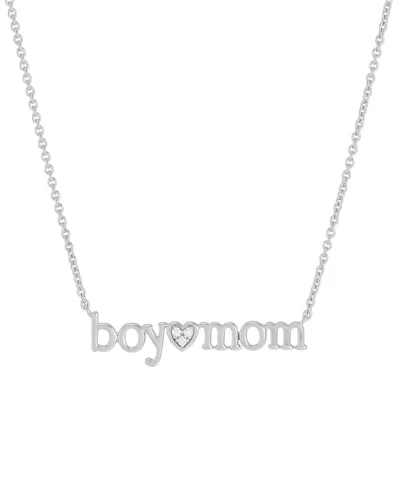 Macy's Diamond Accent Boy Mom Pendant Necklace In Sterling Silver Or 14k Gold-plated Sterling Silver, 16" +
