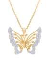 Macy's Diamond Accent Butterfly Pendant 18" Necklace In Gold Plate In Gold