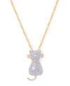 Macy's Diamond Accent Cat Pendant 18" Necklace In Gold Plate In Gold