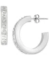 Macy's Diamond Accent Fascination C Shape Hoop Earrings In 10k White Gold (7/8") In White Gold