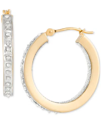 Macy's Diamond Accent Fascination Inside Glitter Hoop Earrings In 10k White Gold Or Yellow Gold