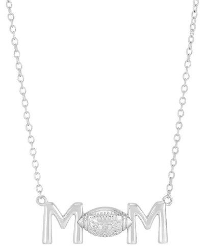 Macy's Diamond Accent Football Mom Pendant Necklace In Sterling Silver Or 14k Gold-plated Sterling Silver,