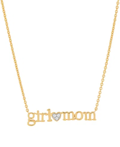 Macy's Diamond Accent Girl Mom Pendant Necklace In Sterling Silver Or 14k Gold-plated Sterling Silver, 16"