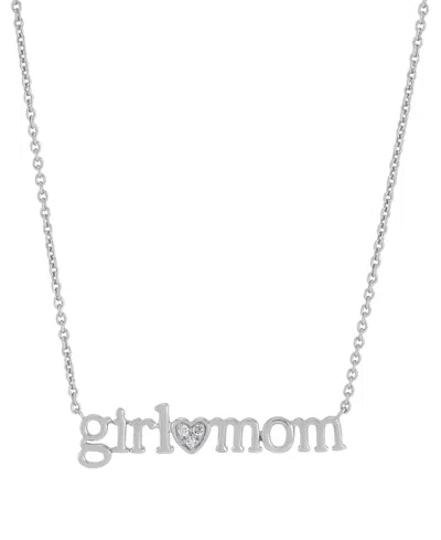 Macy's Diamond Accent Girl Mom Pendant Necklace In Sterling Silver Or 14k Gold-plated Sterling Silver, 16"