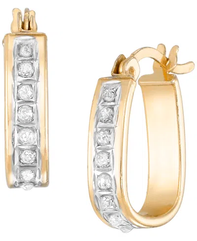 Macy's Diamond Accent Hoop Earrings (0.01 Ct. T.w.) In 14k Yellow Gold Over Sterling Silver