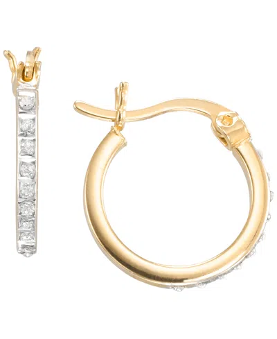 Macy's Diamond Accent Hoop Earrings (0.01 Ct. T.w.) In 18k Gold Over Sterling Silver