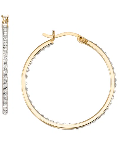 Macy's Diamond Accent Hoop Earrings (0.01 Ct. T.w.) In 18k Gold Over Sterling Silver In Multi