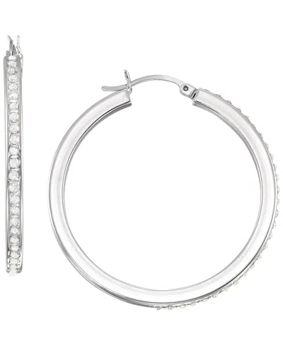 Macy's Diamond Accent Hoop Earrings (0.01 Ct. T.w.) In Sterling Silver